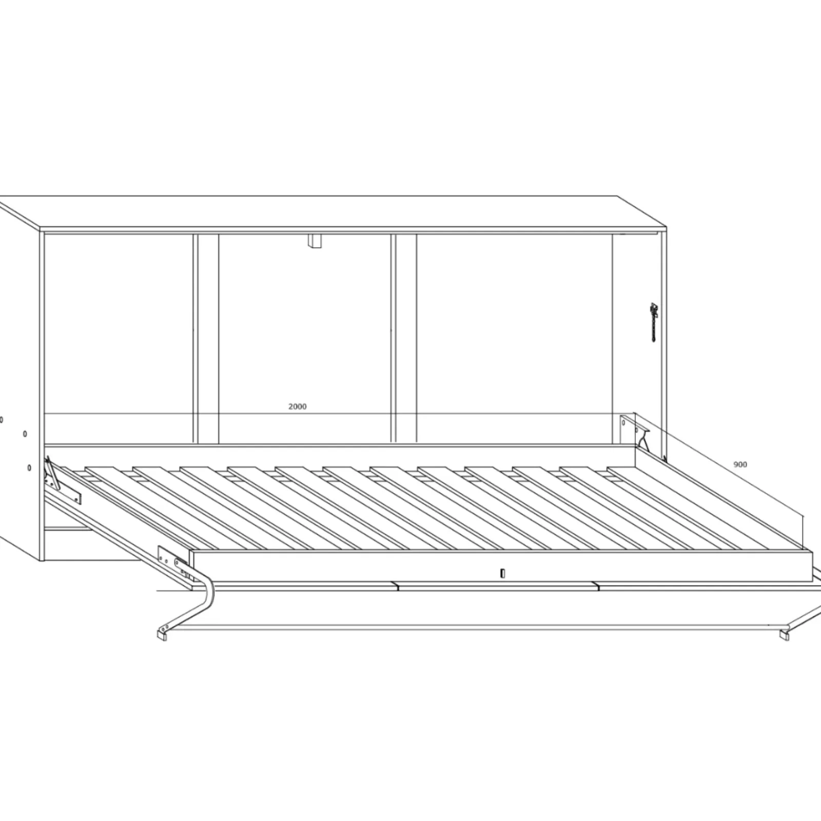 Garnero Arredamenti Letti Per Cameretta|Letti A Scomparsa-Letto a scomparsa orizzontale 90x200cm singolo bianco pino grigio grafite Alvin Gihome® Bianco Frassinato - Grafite