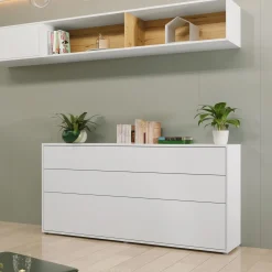 Garnero Arredamenti Letti A Scomparsa|Letti Singoli-Letto a scomparsa orizzontale 90x200 cm singolo bianco Camelio