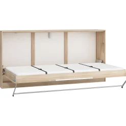 Garnero Arredamenti Letti A Scomparsa|Letti Singoli-Letto a scomparsa orizzontale 90x200cm singolo rovere bianco Alvin Gihome® Rovere - Bianco opaco