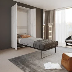 Garnero Arredamenti Letti A Scomparsa|Letti Singoli-Letto a scomparsa verticale 90x200cm singolo bianco pino Calvin Gihome® Bianco Frassinato