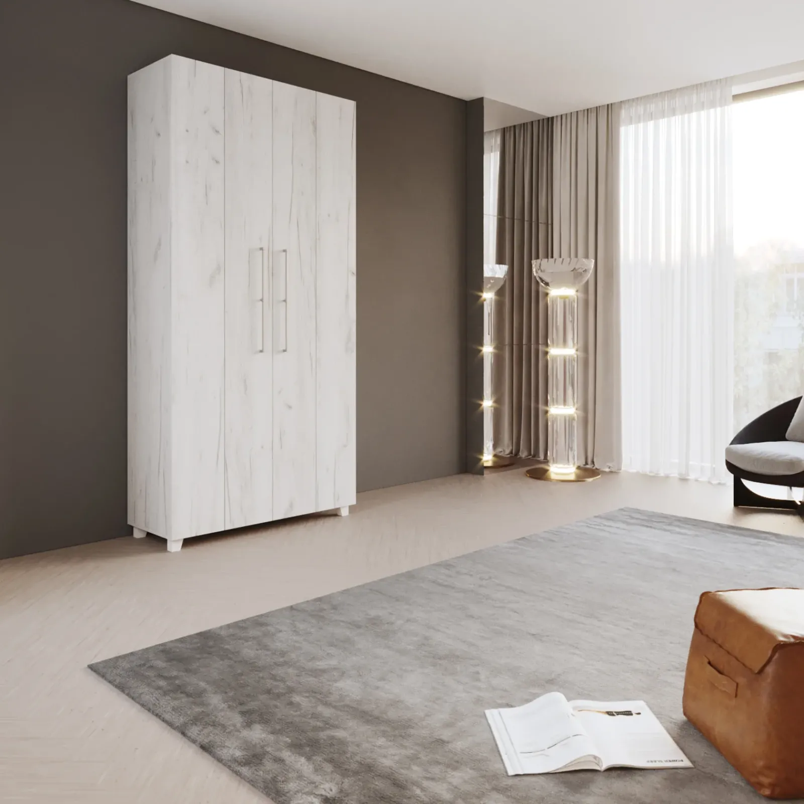 Garnero Arredamenti Letti A Scomparsa|Letti Singoli-Letto a scomparsa verticale 90x200cm singolo bianco pino Calvin Gihome® Bianco Frassinato
