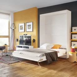 Garnero Arredamenti Letti A Scomparsa|Letti Piazza E Mezza-Letto a scomparsa verticale 120x200 cm una piazza e mezza bianco Chimera