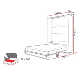 Garnero Arredamenti Letti A Scomparsa|Letti Piazza E Mezza-Letto a scomparsa verticale 120x200 cm una piazza e mezza bianco Chimera