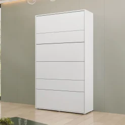 Garnero Arredamenti Letti A Scomparsa|Letti Piazza E Mezza-Letto a scomparsa verticale 120x200 cm una piazza e mezza bianco Camelio