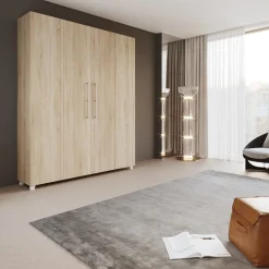 Garnero Arredamenti Letti A Scomparsa|Letti Matrimoniali-Letto a scomparsa verticale 160x200cm matrimoniale sonoma Calvin Gihome® Rovere