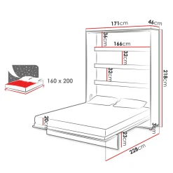 Garnero Arredamenti Letti A Scomparsa|Letti Matrimoniali-Letto a scomparsa verticale 160x200 cm matrimoniale bianco Camelio