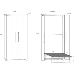 Garnero Arredamenti Letti Per Cameretta|Letti A Scomparsa-Letto a scomparsa verticale 90x200cm singolo sonoma Calvin Gihome® Rovere