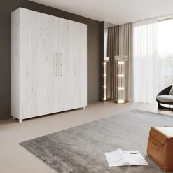 Garnero Arredamenti Letti A Scomparsa|Letti Matrimoniali-Letto a scomparsa verticale 160x200cm matrimoniale bianco pino Calvin Gihome® Bianco Frassinato