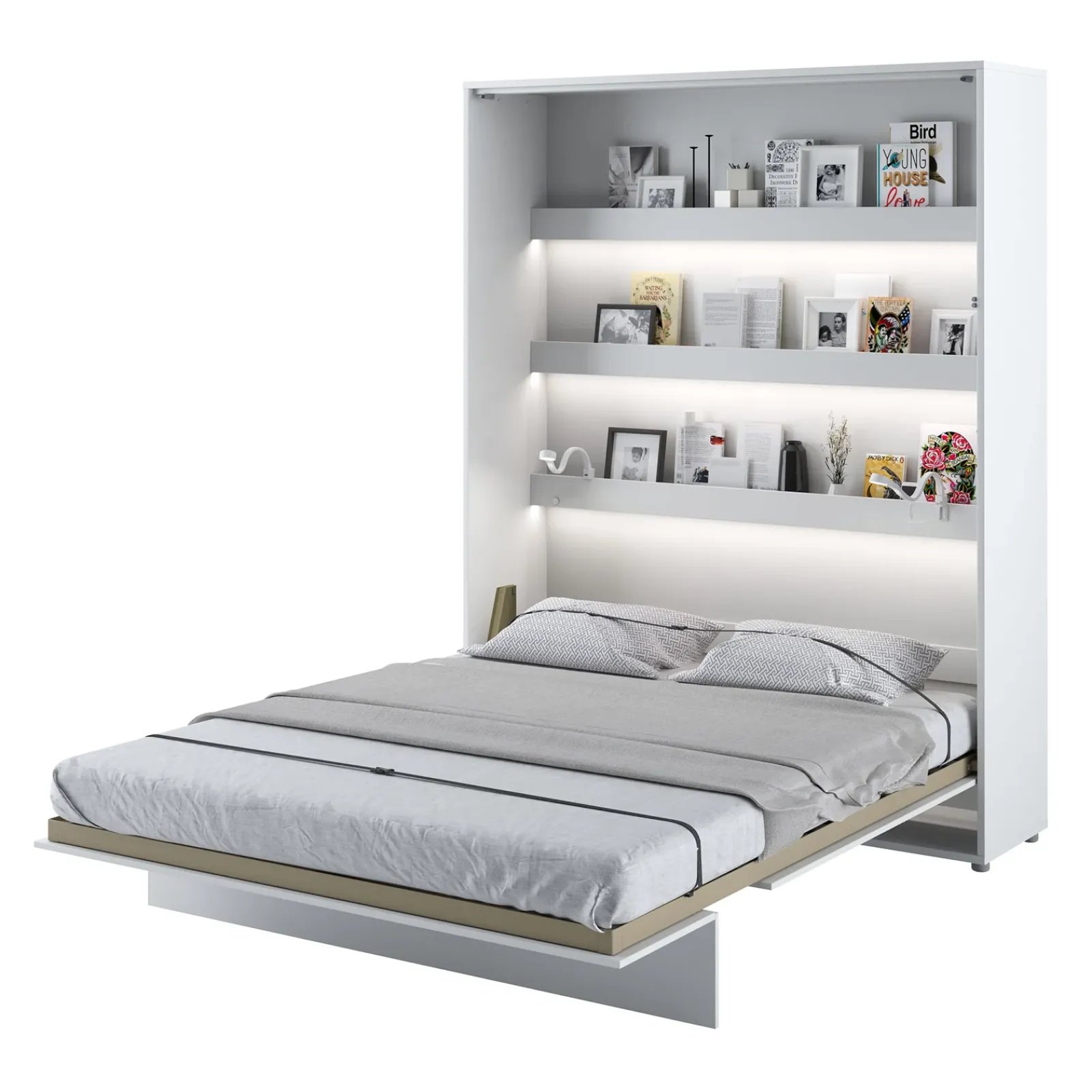 Garnero Arredamenti Letti A Scomparsa|Letti Alla Francese-Letto a scomparsa verticale 140x200 cm alla francese bianco Camelio