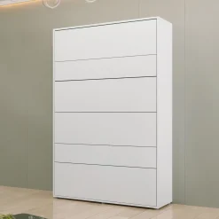 Garnero Arredamenti Letti A Scomparsa|Letti Alla Francese-Letto a scomparsa verticale 140x200 cm alla francese bianco Camelio