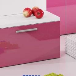 Garnero Arredamenti Letti A Castello|Letti A Castello-Letto a soppalco con armadio 254x120cm bianco rosa Simone Gihome® Bianco Lucido - Rosa