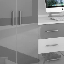 Garnero Arredamenti Letti A Castello|Letti A Castello-Letto a soppalco con armadio 324x180cm bianco grigio 2 letti Diego Gihome® Bianco Lucido - Grigio