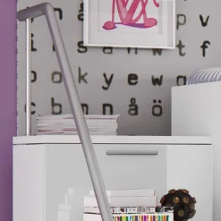 Garnero Arredamenti Letti A Castello|Letti A Castello-Letto a soppalco con armadio 254x120cm bianco Simone Gihome® Bianco Lucido