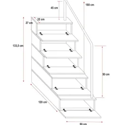 Garnero Arredamenti Letti A Castello|Letti A Castello-Letto a soppalco con armadio 254x120cm bianco grigio Simone Gihome® Bianco Lucido - Grigio