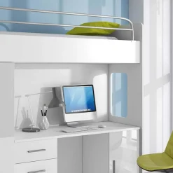 Garnero Arredamenti Letti A Castello|Letti A Castello-Letto a soppalco per bambini con armadio 204x86cm bianco Luca Bianco Lucido