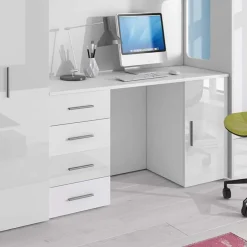 Garnero Arredamenti Letti A Castello|Letti A Castello-Letto a soppalco per bambini con armadio 204x86cm bianco Luca Bianco Lucido