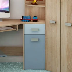 Garnero Arredamenti Letti A Castello|Letti A Castello-Letto a soppalco 204x120cm destra rovere blu Dollie Gihome® Rovere - Azzurro