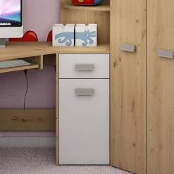 Garnero Arredamenti Letti A Castello|Letti A Castello-Letto a soppalco 204x120cm destra quercia bianco Dollie Gihome® Rovere Rustico - Bianco