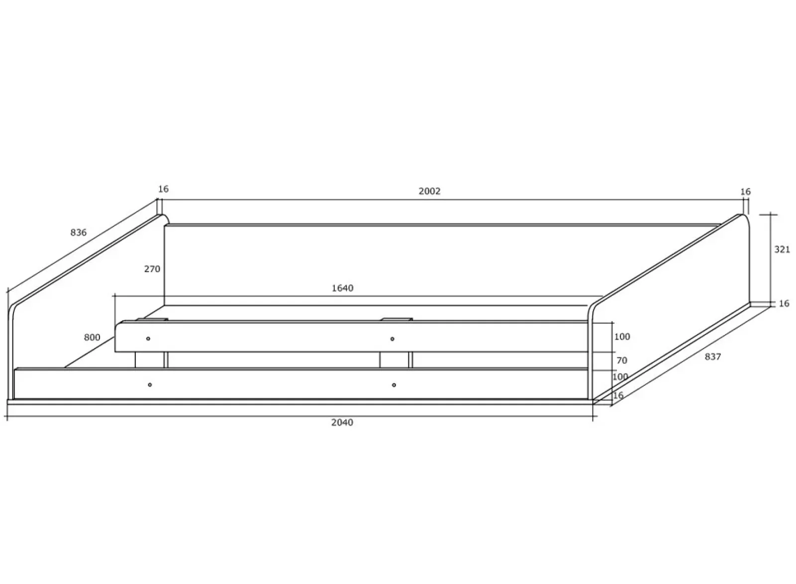 Garnero Arredamenti Letti A Castello|Letti A Castello-Letto a soppalco 204x120cm sinistra rovere rosa Dollie Gihome® Rovere - Rosa