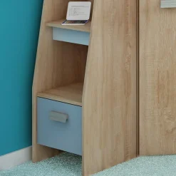 Garnero Arredamenti Letti A Castello|Letti A Castello-Letto a soppalco 204x120cm sinistra rovere blu Dollie Gihome® Rovere - Azzurro