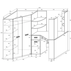 Garnero Arredamenti Letti A Castello|Letti A Castello-Letto a soppalco 204x120cm sinistra bianco pino grafite Dollie Gihome® Grafite - Bianco Frassinato