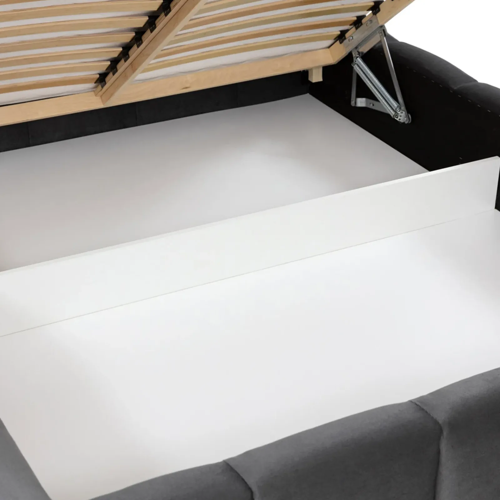 Garnero Arredamenti Letti Alla Francese|Letti Per Bambini E Ragazzi-Letto alla francese 140x200 cm con rete contenitore imbottito grigio scuro Cometa Tessuto Kronos Grigio Scuro