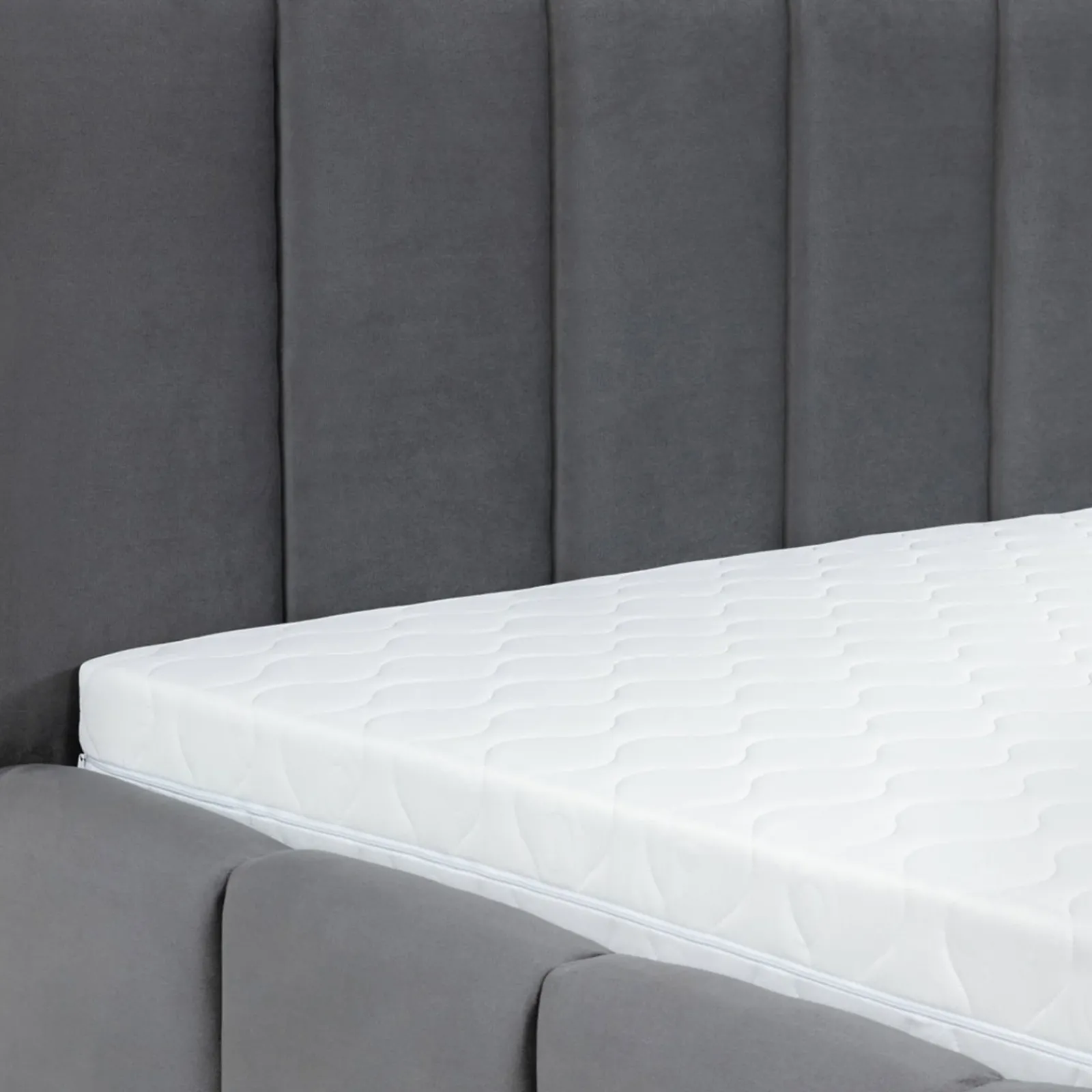 Garnero Arredamenti Letti Alla Francese|Letti Per Bambini E Ragazzi-Letto alla francese 140x200 cm con rete contenitore imbottito grigio scuro Cometa Tessuto Kronos Grigio Scuro