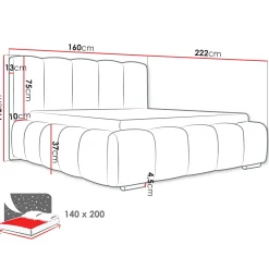 Garnero Arredamenti Letti Alla Francese|Letti Per Bambini E Ragazzi-Letto alla francese 140x200 cm con rete contenitore imbottito beige Cometa Tessuto Paros Beige