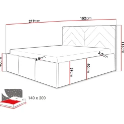 Garnero Arredamenti Letti Alla Francese-Letto alla francese 140x200 cm con rete contenitore imbottito beige Polaris