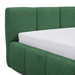Garnero Arredamenti Letti Alla Francese|Letti Per Bambini E Ragazzi-Letto alla francese 140x200cm con rete contenitore imbottito tessuto bouclé verde Aluna Tessuto Abriamo Verde