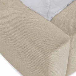 Garnero Arredamenti Letti Alla Francese-Letto alla francese 140x200cm con rete contenitore imbottito beige Aluna Tessuto Paros Beige