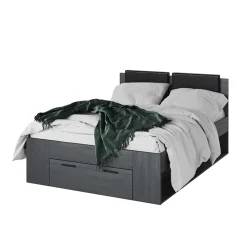 Garnero Arredamenti Letti Alla Francese-Letto alla francese 140x200cm con cassettone e vani laterali Cortina Gihome® Ossido