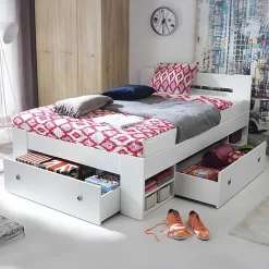 Garnero Arredamenti Letti Alla Francese-Letto alla francese 140x200cm contenitore bianco Aurora