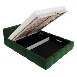 Garnero Arredamenti Letti Alla Francese|Letti Per Bambini E Ragazzi-Letto alla francese 140x200cm con rete contenitore imbottito verde Aluna Tessuto Kronos Verde