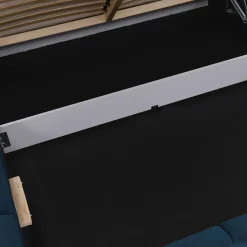 Garnero Arredamenti Letti Alla Francese|Letti Per Bambini E Ragazzi-Letto alla francese 140x200cm con rete contenitore imbottito blu Aluna Tessuto Kronos Blu