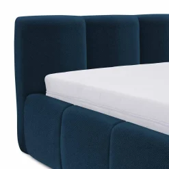 Garnero Arredamenti Letti Alla Francese|Letti Per Bambini E Ragazzi-Letto alla francese 140x200cm con rete contenitore imbottito blu Aluna Tessuto Kronos Blu