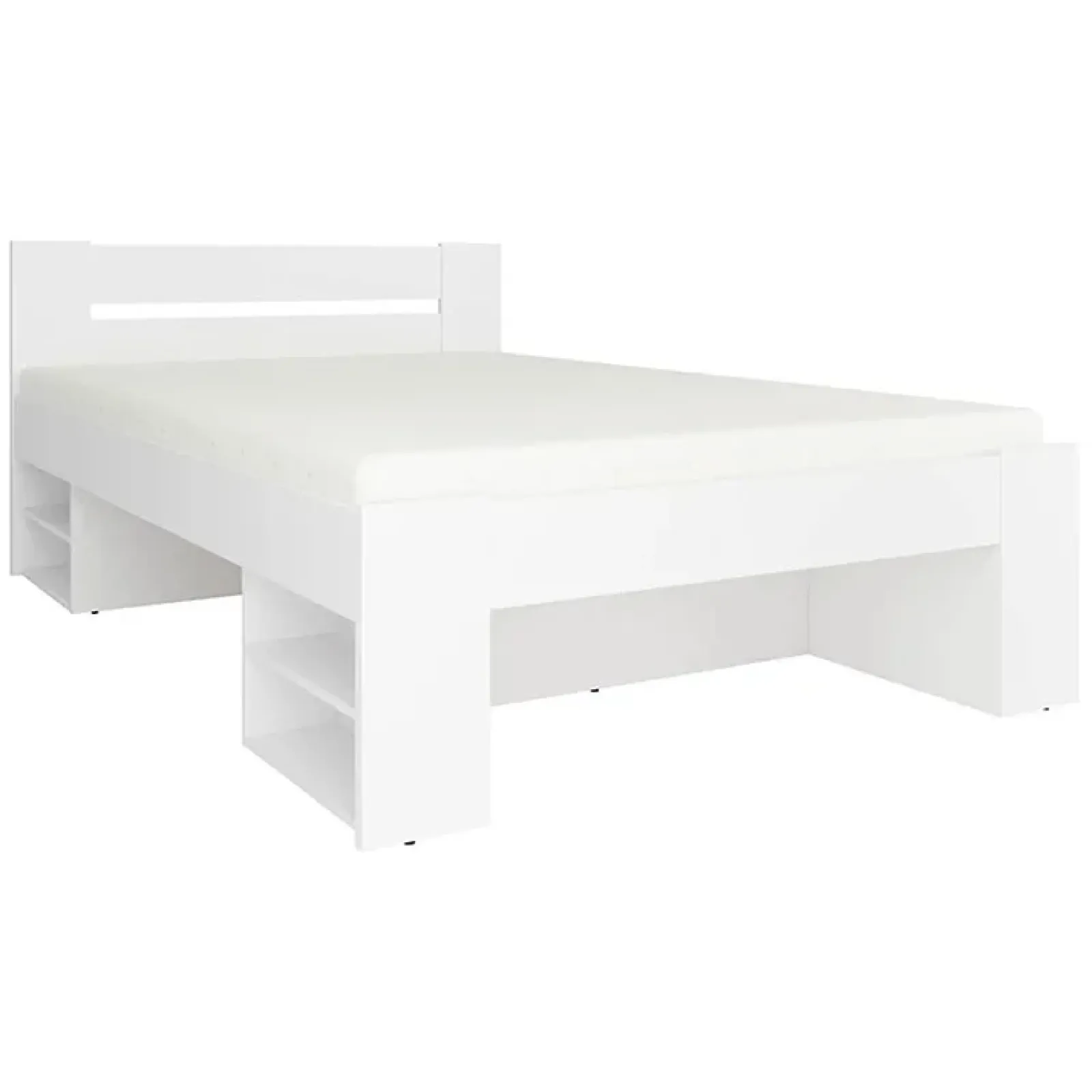 Garnero Arredamenti Letti Alla Francese-Letto alla francese 140x200cm con set cassettoni bianco Aurora