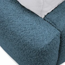 Garnero Arredamenti Letti Alla Francese|Letti Per Bambini E Ragazzi-Letto alla francese 140x200cm con rete contenitore imbottito tessuto bouclé turchese Aluna Tessuto Abriamo Turchese