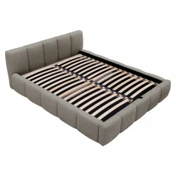 Garnero Arredamenti Letti Alla Francese|Letti Per Bambini E Ragazzi-Letto alla francese 140x200cm con rete contenitore imbottito tessuto bouclé grigio Aluna Tessuto Abriamo Grigio