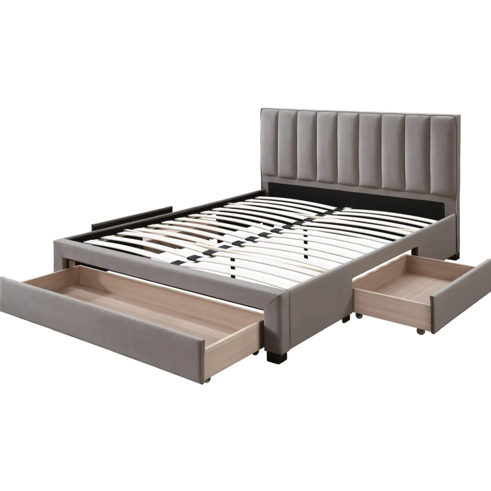 Garnero Arredamenti Letti Alla Francese-Letto alla francese 140x200cm imbottito con cassettoni Lux Beige