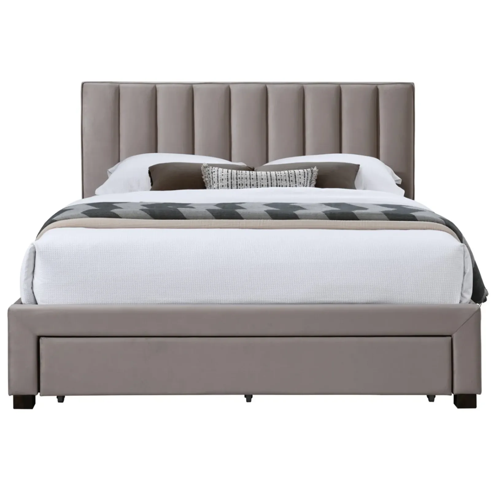 Garnero Arredamenti Letti Alla Francese-Letto alla francese 140x200cm imbottito con cassettoni Lux Beige
