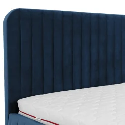 Garnero Arredamenti Letti Alla Francese-Letto contenitore alla francese 140x200cm imbottito velluto blu Poffi Tessuto Vellutato Lucido Blu