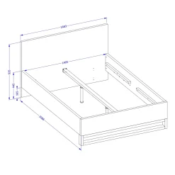 Garnero Arredamenti Letti Alla Francese-Letto contenitore alla francese 140x200cm rovere metallo nero Petra