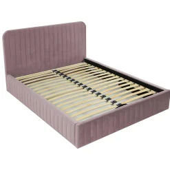 Garnero Arredamenti Letti Alla Francese-Letto contenitore alla francese 140x200cm imbottito velluto rosa Poffi Tessuto Vellutato Lucido Rosa