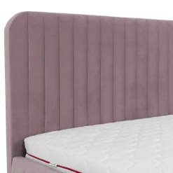 Garnero Arredamenti Letti Matrimoniali|Letti Matrimoniali-Letto contenitore matrimoniale 160x200 imbottito velluto rosa Poffi Tessuto Vellutato Lucido Rosa