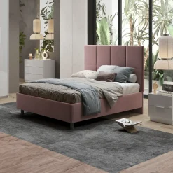 Garnero Arredamenti Letti Matrimoniali|Letti Matrimoniali-Letto contenitore matrimoniale 160x195cm imbottito tessuto rosa SleepSolutions Tessuto Velluto Rosa