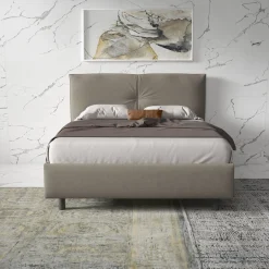 Garnero Arredamenti Letti Matrimoniali|Letti Matrimoniali-Letto contenitore matrimoniale 160x195cm imbottito tessuto tortora EliteDreams Tessuto Woven Tortora