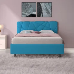 Garnero Arredamenti Letti Matrimoniali|Letti Matrimoniali-Letto contenitore matrimoniale 160x195 imbottito tessuto azzurro LuxeSleep Tessuto Lycra Azzurro