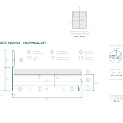 Garnero Arredamenti Letti Matrimoniali|Letti Matrimoniali-Letto contenitore matrimoniale 160x195 imbottito tessuto azzurro LuxeSleep Tessuto Lycra Azzurro