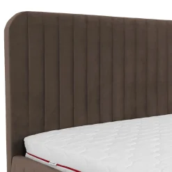 Garnero Arredamenti Letti Matrimoniali|Letti Matrimoniali-Letto contenitore matrimoniale 160x200 imbottito velluto marrone Poffi Tessuto Vellutato Lucido Marrone